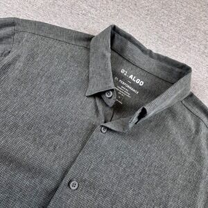 01.Algo Green Performance Shirt Men's Medium‎ Button Up Long Sleeve Stretch
